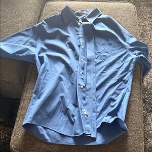Joseph & Feiss Blue Spread-Collar Dress Shirt